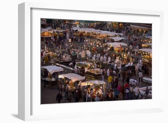 Food Stalls in the Evening, Djemaa El Fna, Marrakesh, Morocco, North Africa, Africa-Gavin Hellier-Framed Photographic Print