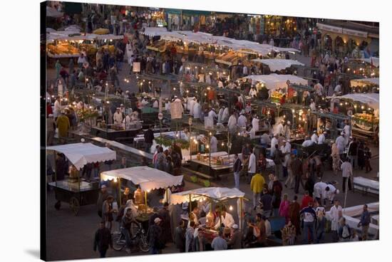 Food Stalls in the Evening, Djemaa El Fna, Marrakesh, Morocco, North Africa, Africa-Gavin Hellier-Stretched Canvas
