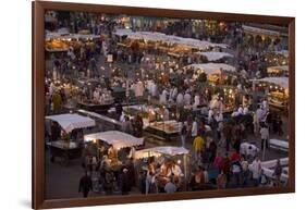 Food Stalls in the Evening, Djemaa El Fna, Marrakesh, Morocco, North Africa, Africa-Gavin Hellier-Framed Photographic Print