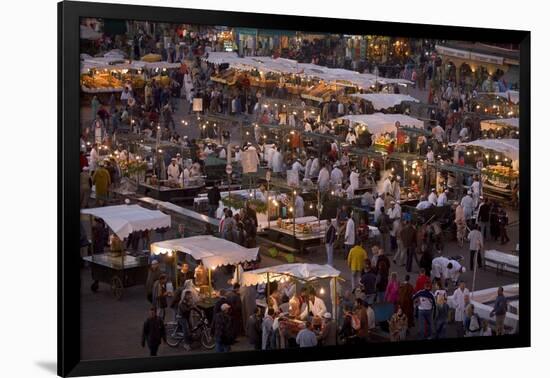 Food Stalls in the Evening, Djemaa El Fna, Marrakesh, Morocco, North Africa, Africa-Gavin Hellier-Framed Photographic Print