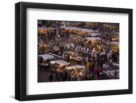 Food Stalls in the Evening, Djemaa El Fna, Marrakesh, Morocco, North Africa, Africa-Gavin Hellier-Framed Premium Photographic Print