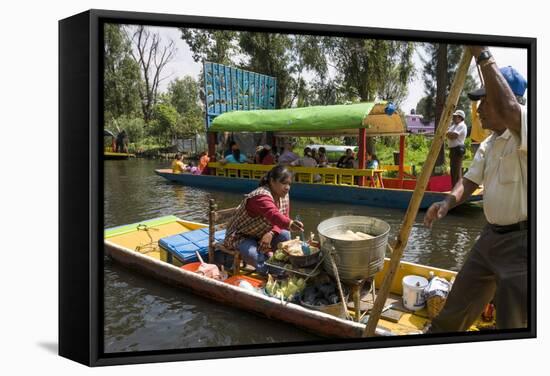 Food Vendor at the Floating Gardens in Xochimilco-John Woodworth-Framed Stretched Canvas