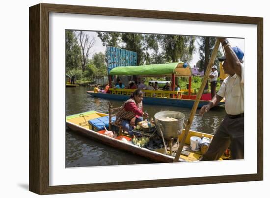 Food Vendor at the Floating Gardens in Xochimilco-John Woodworth-Framed Photographic Print