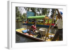 Food Vendor at the Floating Gardens in Xochimilco-John Woodworth-Framed Photographic Print
