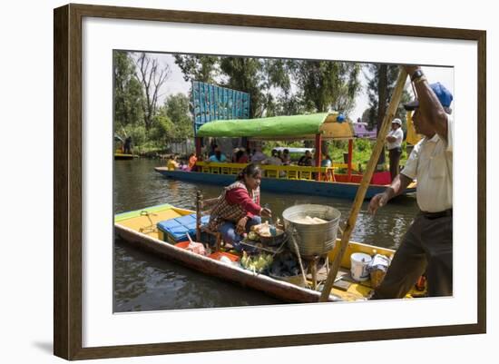 Food Vendor at the Floating Gardens in Xochimilco-John Woodworth-Framed Photographic Print