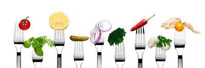 Variety of Vegetarian Food on Forks-foodbytes-Framed Stretched Canvas