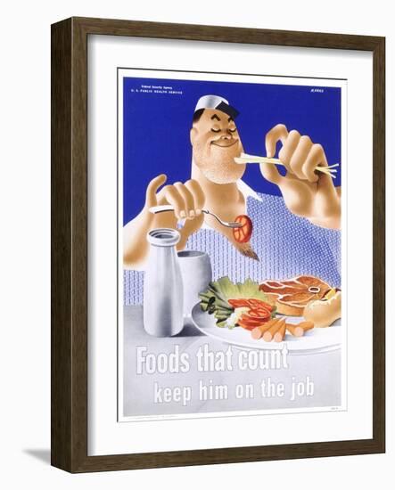 Foods That Count Keep Him on the Job-null-Framed Giclee Print