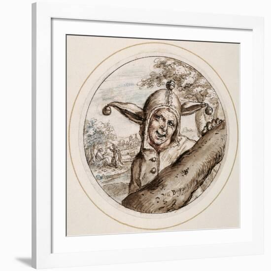 Fool with Cap and Bells, Early 17th Century-Crispin I De Passe-Framed Giclee Print