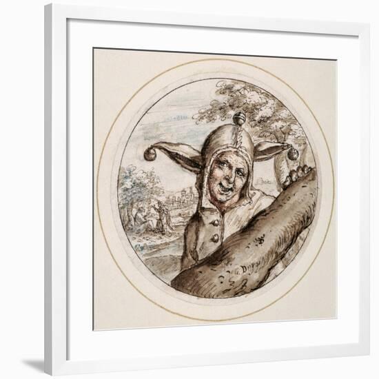 Fool with Cap and Bells, Early 17th Century-Crispin I De Passe-Framed Giclee Print