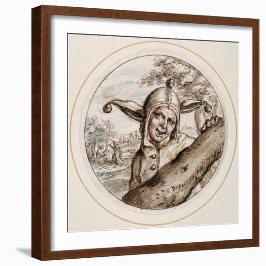 Fool with Cap and Bells, Early 17th Century-Crispin I De Passe-Framed Giclee Print