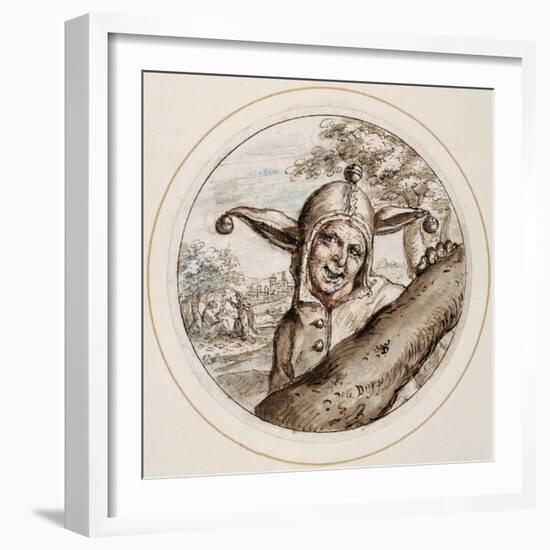 Fool with Cap and Bells, Early 17th Century-Crispin I De Passe-Framed Giclee Print