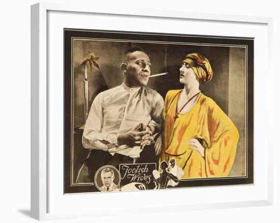 FOOLISH WIVES, l-r: Erich Von Stroheim, Maude George on lobbycard, 1922.-null-Framed Art Print