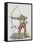 Foot Archer with Long Bow-English School-Framed Stretched Canvas