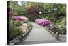 Foot Bridge across Waterfall Pond-jpldesigns-Stretched Canvas