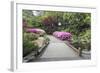 Foot Bridge across Waterfall Pond-jpldesigns-Framed Photographic Print