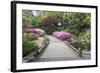 Foot Bridge across Waterfall Pond-jpldesigns-Framed Photographic Print