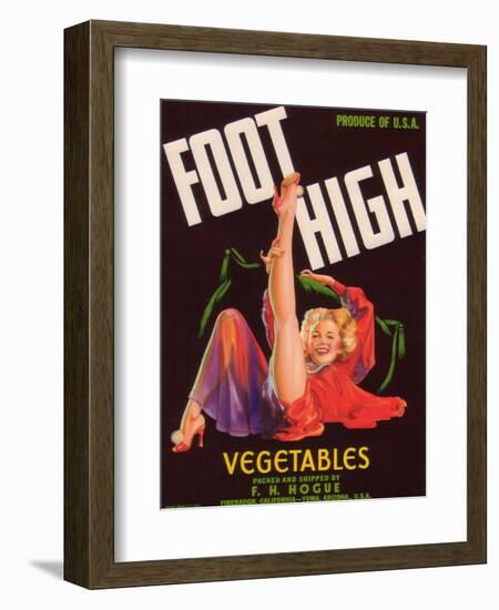 Foot High Vegetable Label - Firebaugh, CA-Lantern Press-Framed Art Print