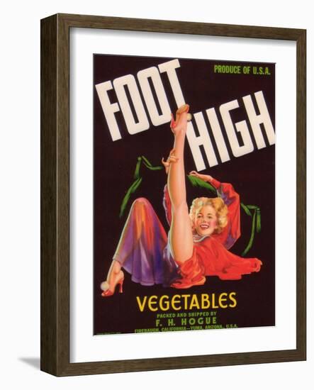 Foot High Vegetable Label - Firebaugh, CA-Lantern Press-Framed Art Print