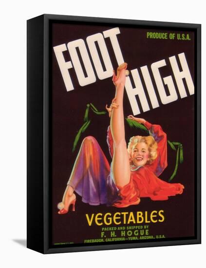 Foot High Vegetable Label - Firebaugh, CA-Lantern Press-Framed Stretched Canvas
