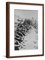 Foot Inspection, Soldiers Sit on Ground While Doctors Prepare to Examine a Full Unit at Once-null-Framed Art Print