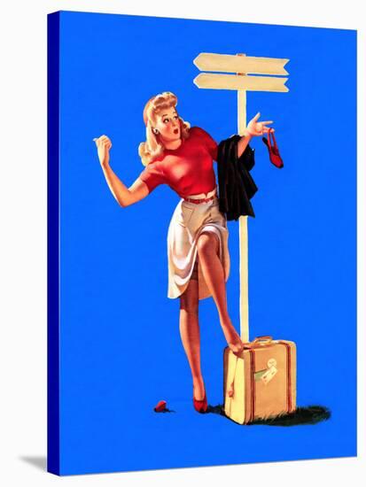 Foot-Loose Pin-Up 1944-Gil Elvgren-Stretched Canvas
