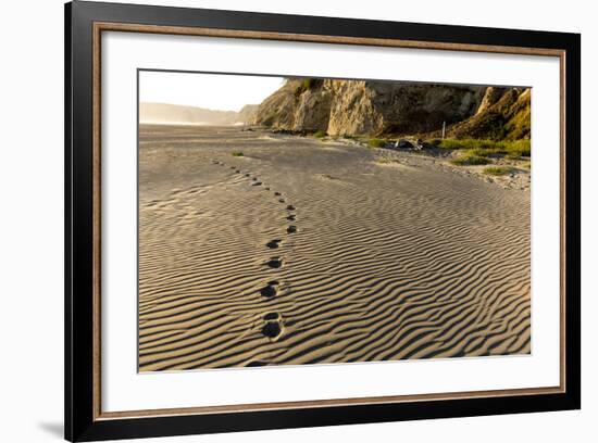 Foot Prints in the Sand Patterns on the Beach, Cape Blanco Sp, Oregon-Chuck Haney-Framed Photographic Print