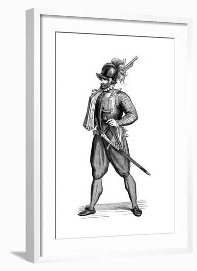 Foot Soldier Carrying an Harquebus, 1590-Cesare Vecellio-Framed Giclee Print