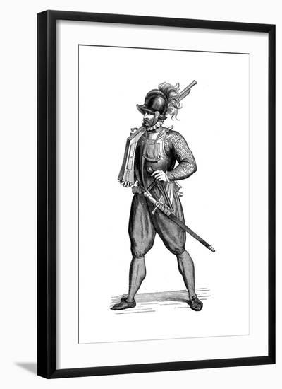 Foot Soldier Carrying an Harquebus, 1590-Cesare Vecellio-Framed Giclee Print