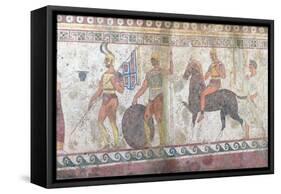 Foot Soldiers and Cavalry, Tomb Painting from Paestum-null-Framed Stretched Canvas