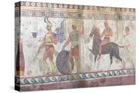 Foot Soldiers and Cavalry, Tomb Painting from Paestum-null-Stretched Canvas