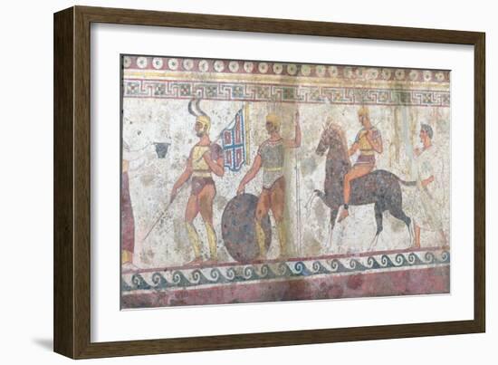 Foot Soldiers and Cavalry, Tomb Painting from Paestum-null-Framed Giclee Print