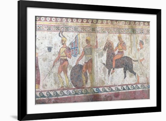 Foot Soldiers and Cavalry, Tomb Painting from Paestum-null-Framed Giclee Print