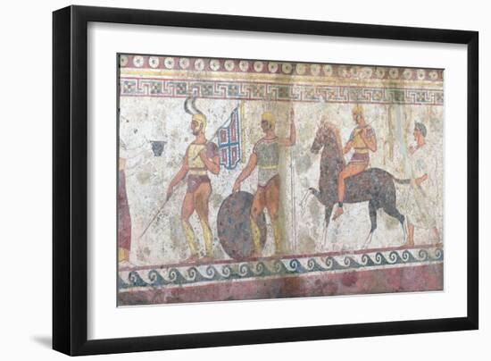 Foot Soldiers and Cavalry, Tomb Painting from Paestum-null-Framed Premium Giclee Print