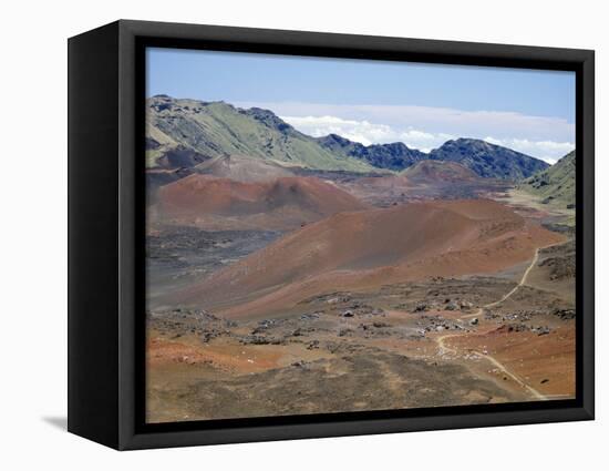 Foot Trail Through Haleakala Volcano Crater Winds Between Red Cinder Cones, Maui, Hawaiian Islands-Tony Waltham-Framed Stretched Canvas