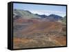 Foot Trail Through Haleakala Volcano Crater Winds Between Red Cinder Cones, Maui, Hawaiian Islands-Tony Waltham-Framed Stretched Canvas
