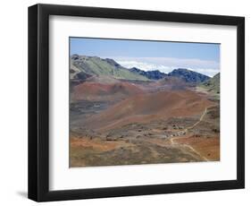 Foot Trail Through Haleakala Volcano Crater Winds Between Red Cinder Cones, Maui, Hawaiian Islands-Tony Waltham-Framed Photographic Print