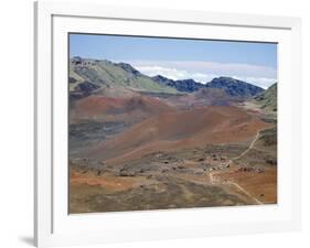 Foot Trail Through Haleakala Volcano Crater Winds Between Red Cinder Cones, Maui, Hawaiian Islands-Tony Waltham-Framed Photographic Print