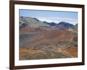 Foot Trail Through Haleakala Volcano Crater Winds Between Red Cinder Cones, Maui, Hawaiian Islands-Tony Waltham-Framed Photographic Print