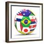 Football and Flags Representing All Countries Participating in Football World Cup in Brazil in 2014-paul prescott-Framed Premium Giclee Print