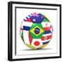 Football and Flags Representing All Countries Participating in Football World Cup in Brazil in 2014-paul prescott-Framed Premium Giclee Print