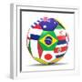 Football and Flags Representing All Countries Participating in Football World Cup in Brazil in 2014-paul prescott-Framed Premium Giclee Print