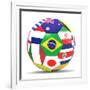 Football and Flags Representing All Countries Participating in Football World Cup in Brazil in 2014-paul prescott-Framed Premium Giclee Print