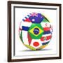 Football and Flags Representing All Countries Participating in Football World Cup in Brazil in 2014-paul prescott-Framed Premium Giclee Print