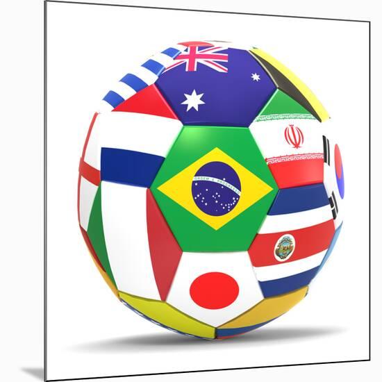 Football and Flags Representing All Countries Participating in Football World Cup in Brazil in 2014-paul prescott-Mounted Premium Giclee Print