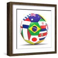 Football and Flags Representing All Countries Participating in Football World Cup in Brazil in 2014-paul prescott-Framed Art Print