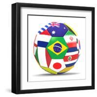 Football and Flags Representing All Countries Participating in Football World Cup in Brazil in 2014-paul prescott-Framed Art Print