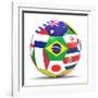 Football and Flags Representing All Countries Participating in Football World Cup in Brazil in 2014-paul prescott-Framed Art Print