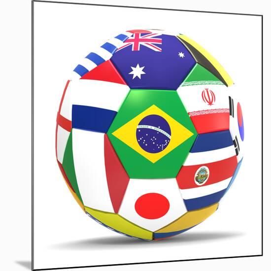 Football and Flags Representing All Countries Participating in Football World Cup in Brazil in 2014-paul prescott-Mounted Art Print