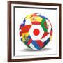 Football and Flags Representing All Countries Participating in Football World Cup in Brazil in 2014-paul prescott-Framed Premium Giclee Print