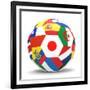 Football and Flags Representing All Countries Participating in Football World Cup in Brazil in 2014-paul prescott-Framed Premium Giclee Print